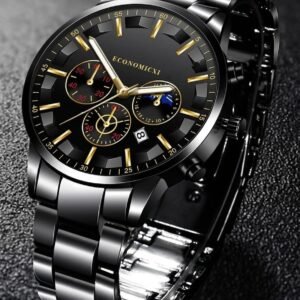 ECONOMICXI BLACK GOLD CHRONO WATCH 30% off